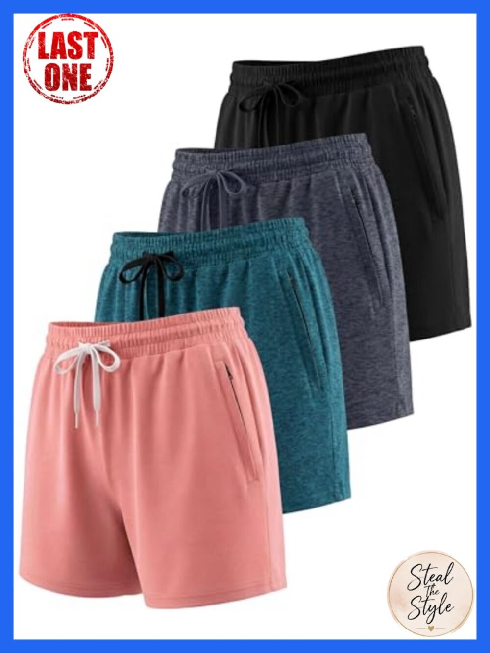 4 Pack Women's High Waisted Athletic Running Shorts with Zip Pockets